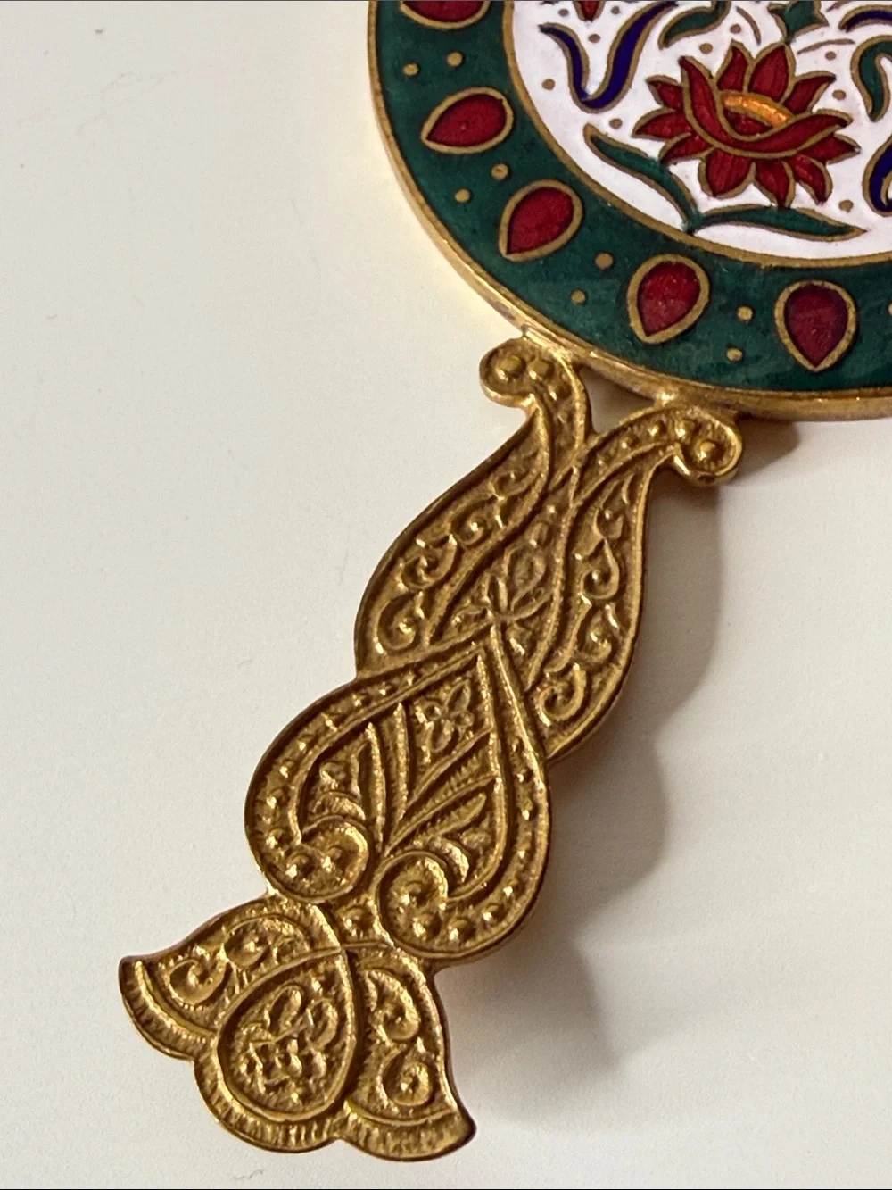 Gorgeous cloisonné vintage Handheld Decorative Mirror with Floral Enamel ornate